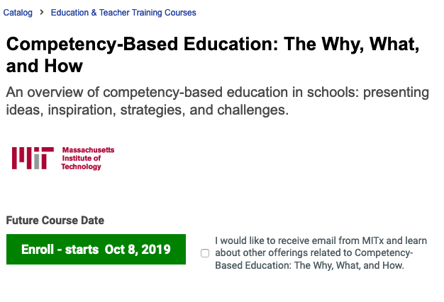 edX Course: Competency-Based Education: The Why, What, and How
