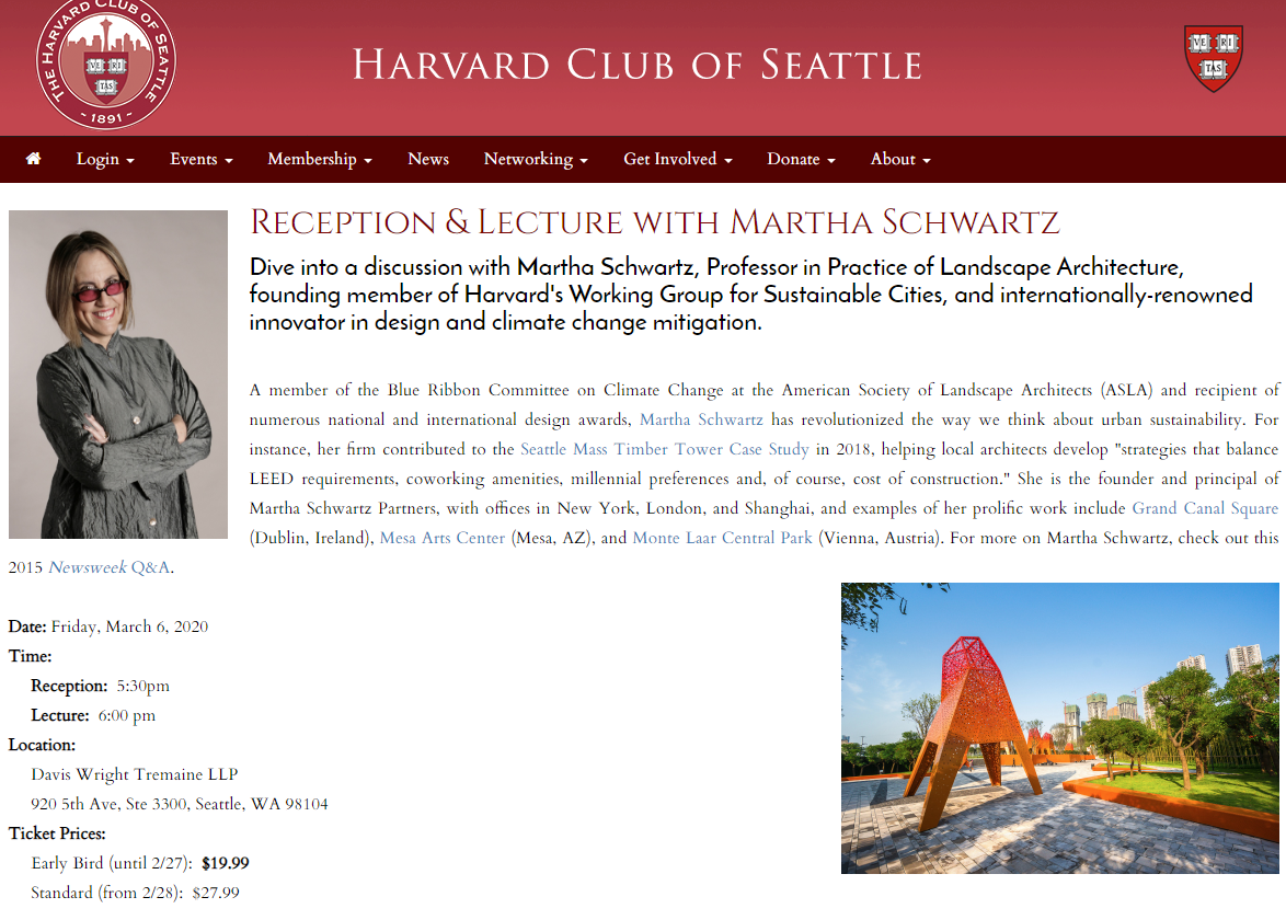 Seattle: Martha Schwartz on Rethinking design in the Age of Climate Crisis