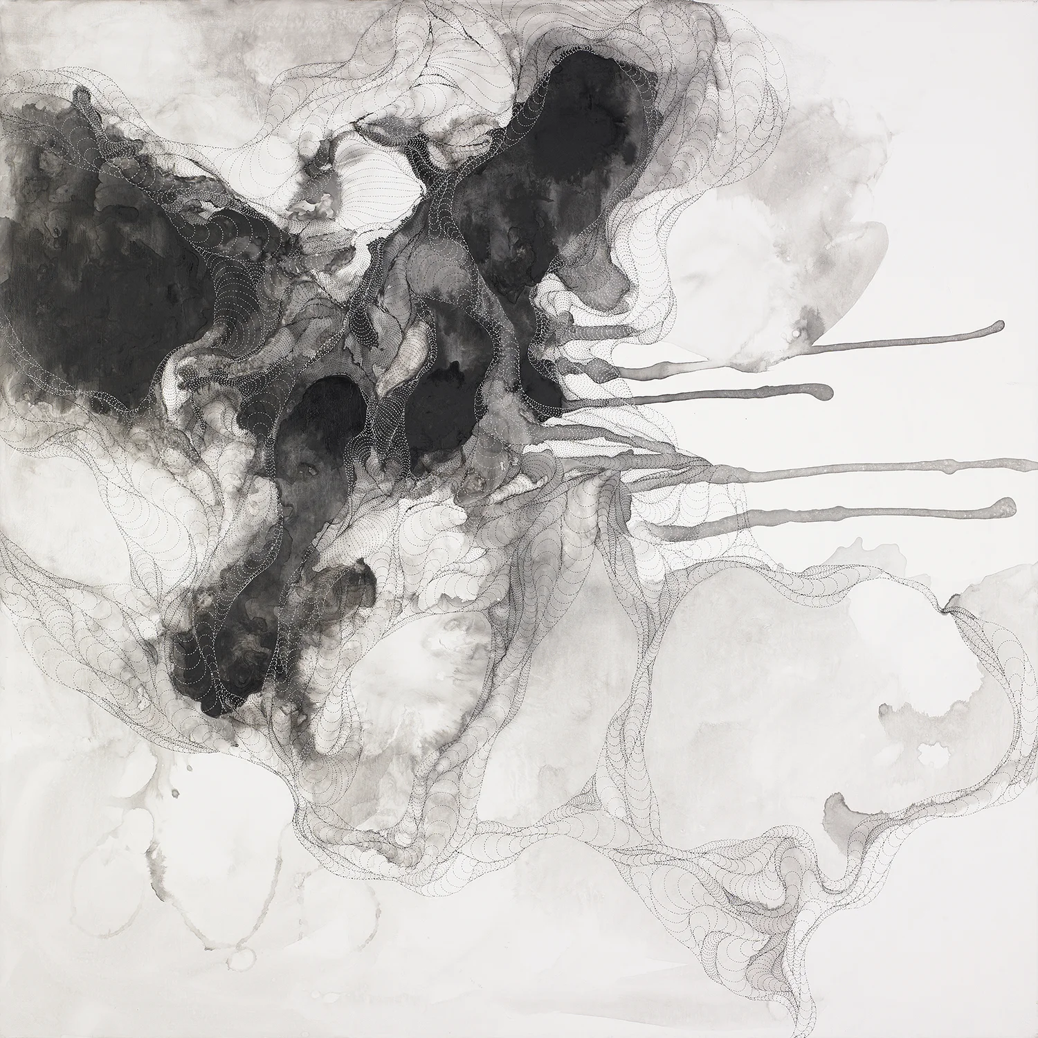 Inside in 01 ink on canvas, 36x36 in., 2013