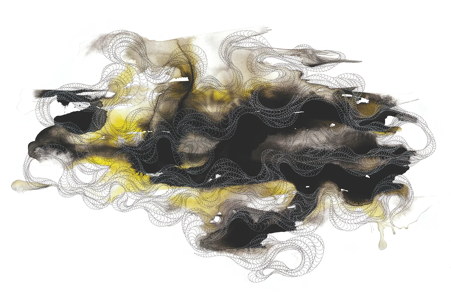 Yellow for black 02, ink on paper, 22x29.5 in. 2013