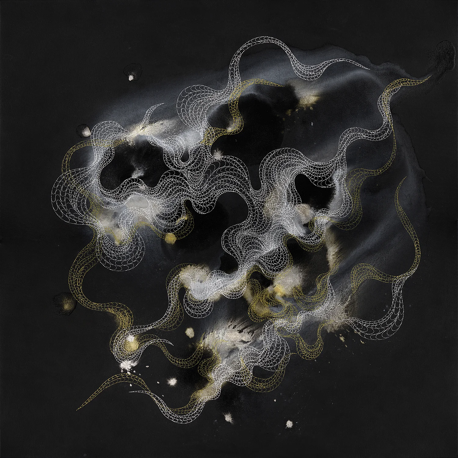 Radiance 02, ink and acrylic on canvas, 45x45 in., 2016