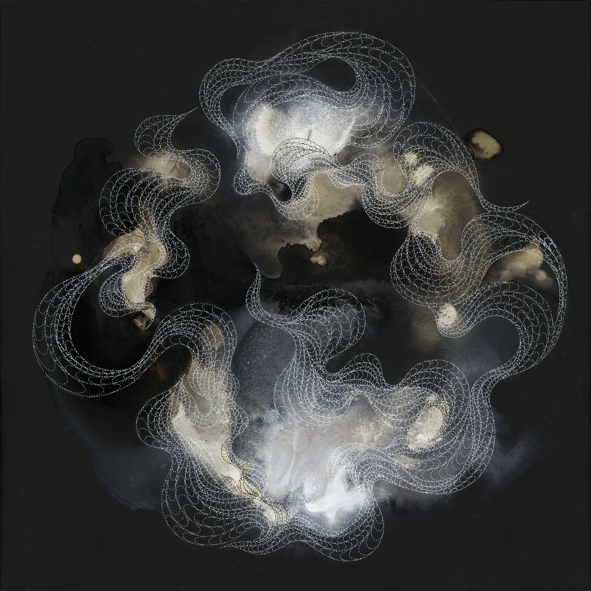 Aperture 06, ink and dry pigment on canvas, 24x24 in., 2017