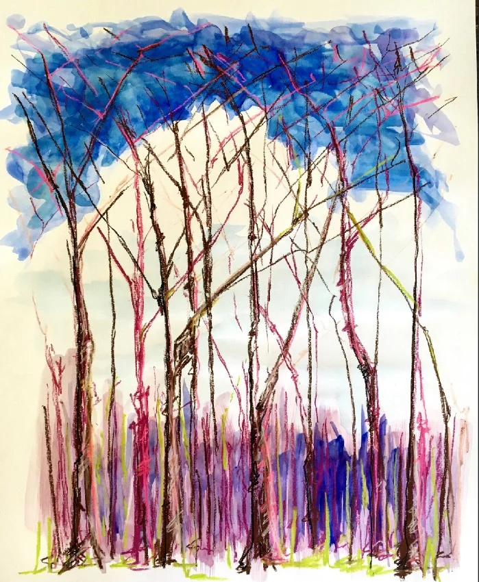 Pause 23 x 27 watercolor, soft pastel and charcoal on paper