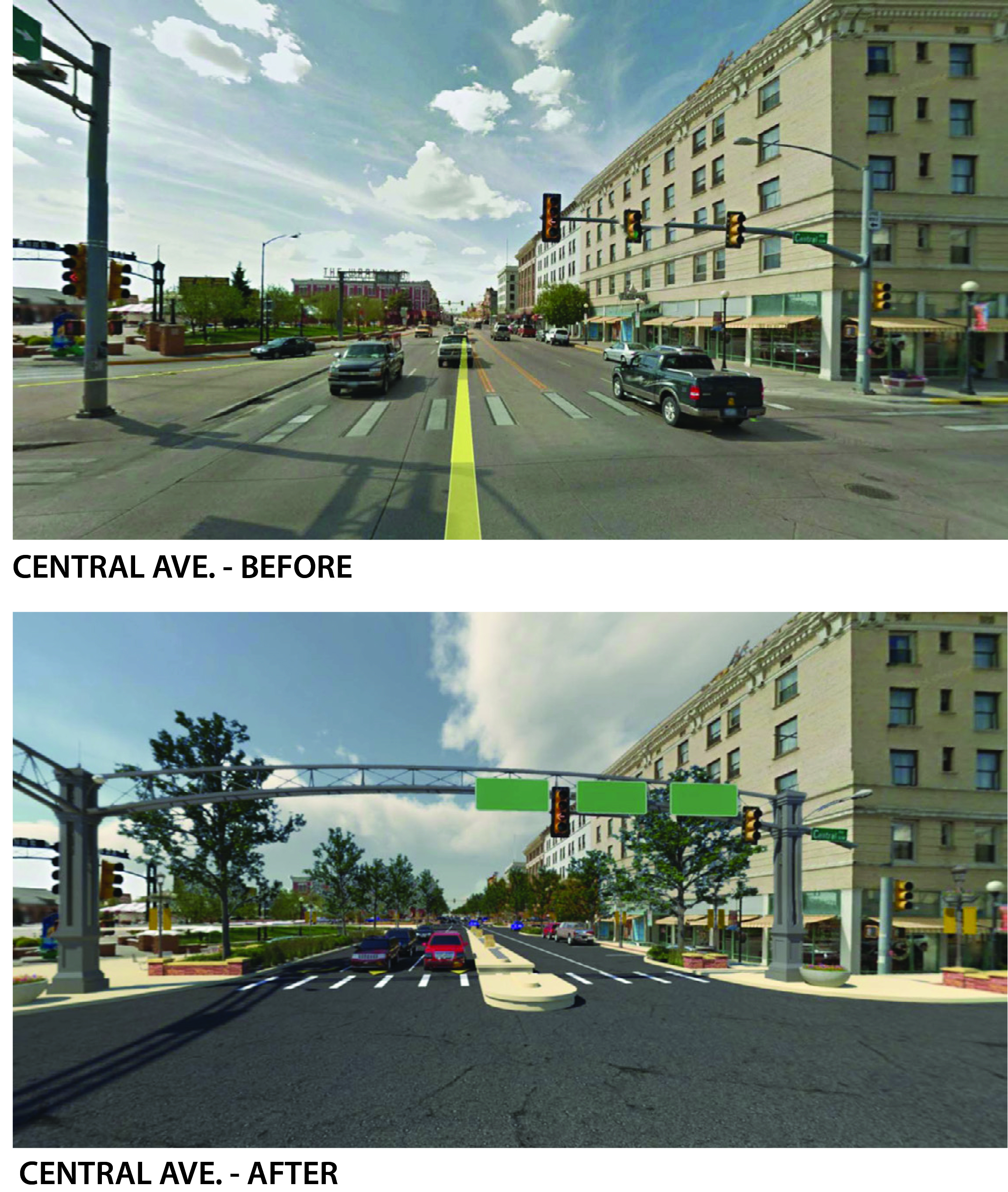 3D Illustration of Proposed Central Ave/Lincolnway Design. Graphic provided by City of Cheyenne.