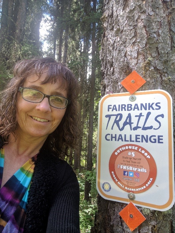 Angela Parker participating in the Trails challenge Fairbanks, AK 2018. Photo courtesy of Angela Parker.