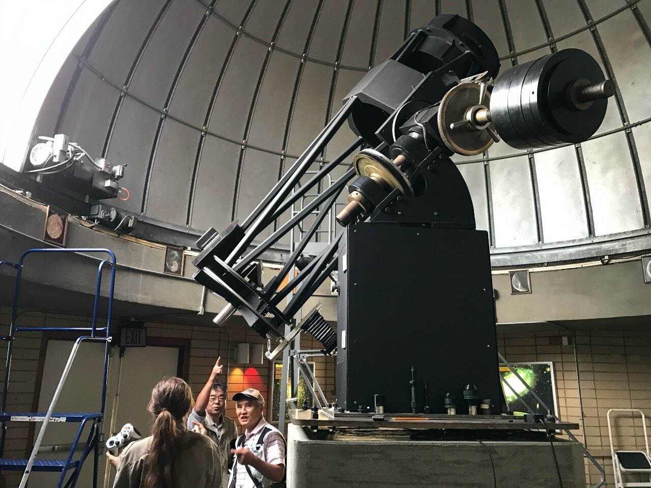  Inside the Observatory. Note International Astronomy Visitors from Japan who traveled to the PNW to experience the 2017 Eclipse (author’s brother and self en route to Eastern OR for the 2017 Total Eclipse of the Sun) by Dee Caputo 