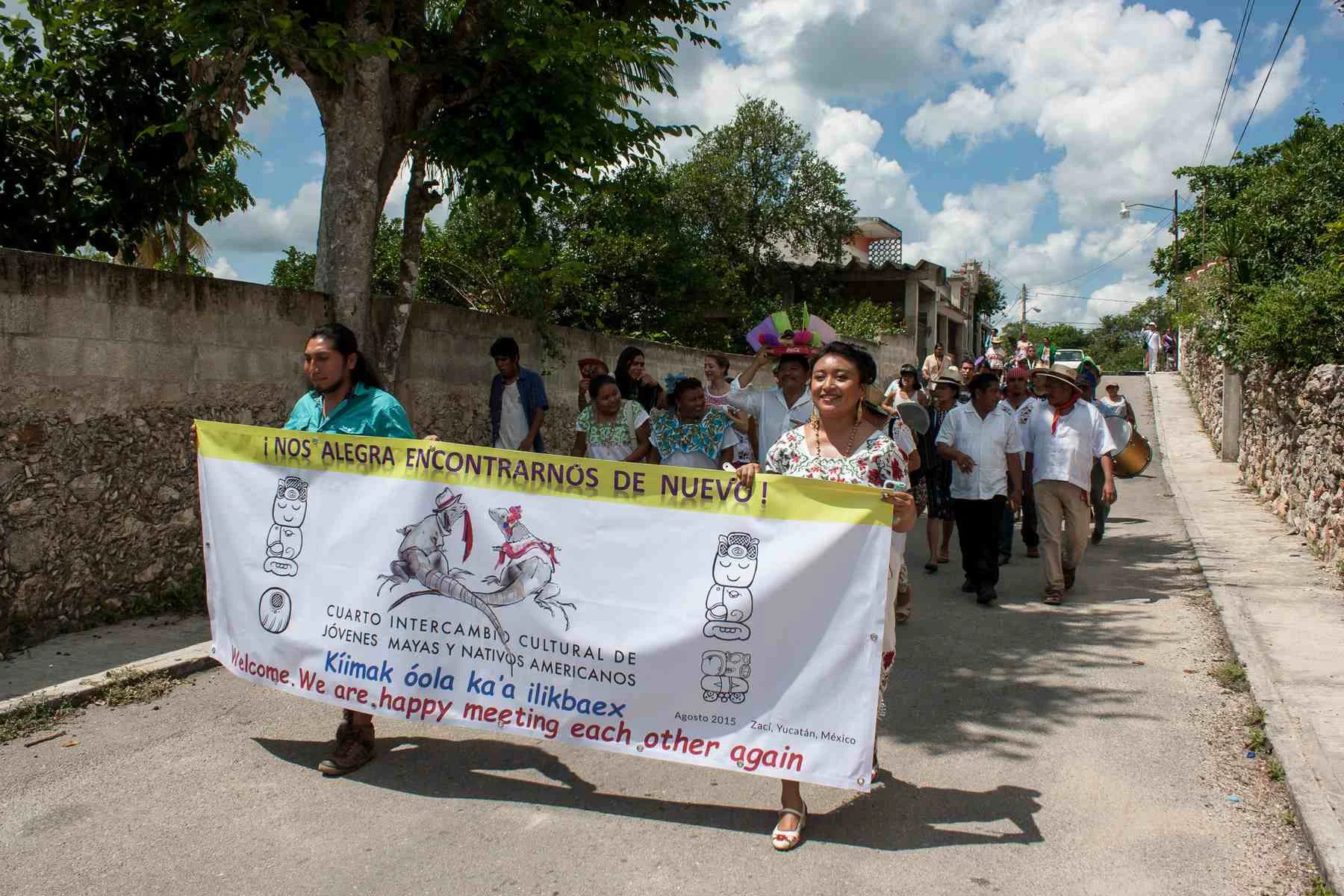 Cultural exchange parade in Saci, Yucatan