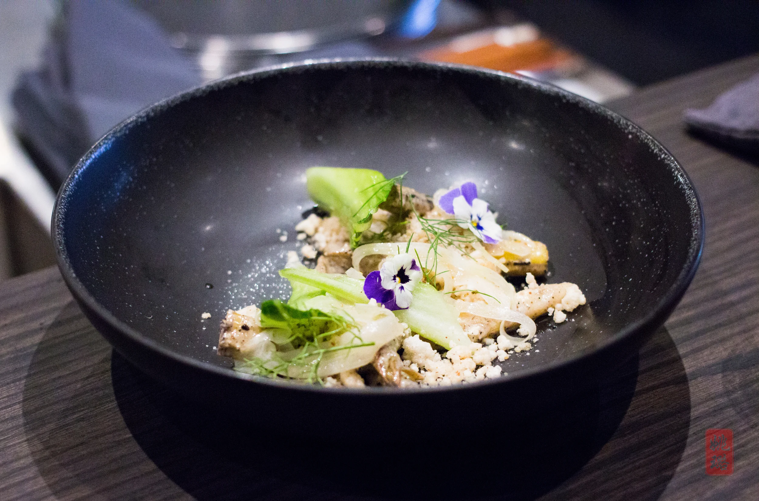 Grilled asparagus salad - macadamia nut dressing, fennel, rice
