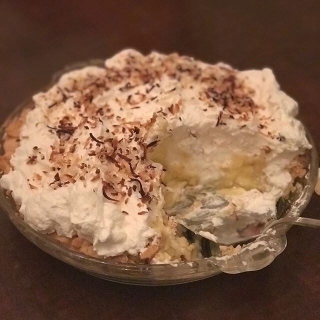 Just a light-hearted dessert - coconut cream pie with extra whip