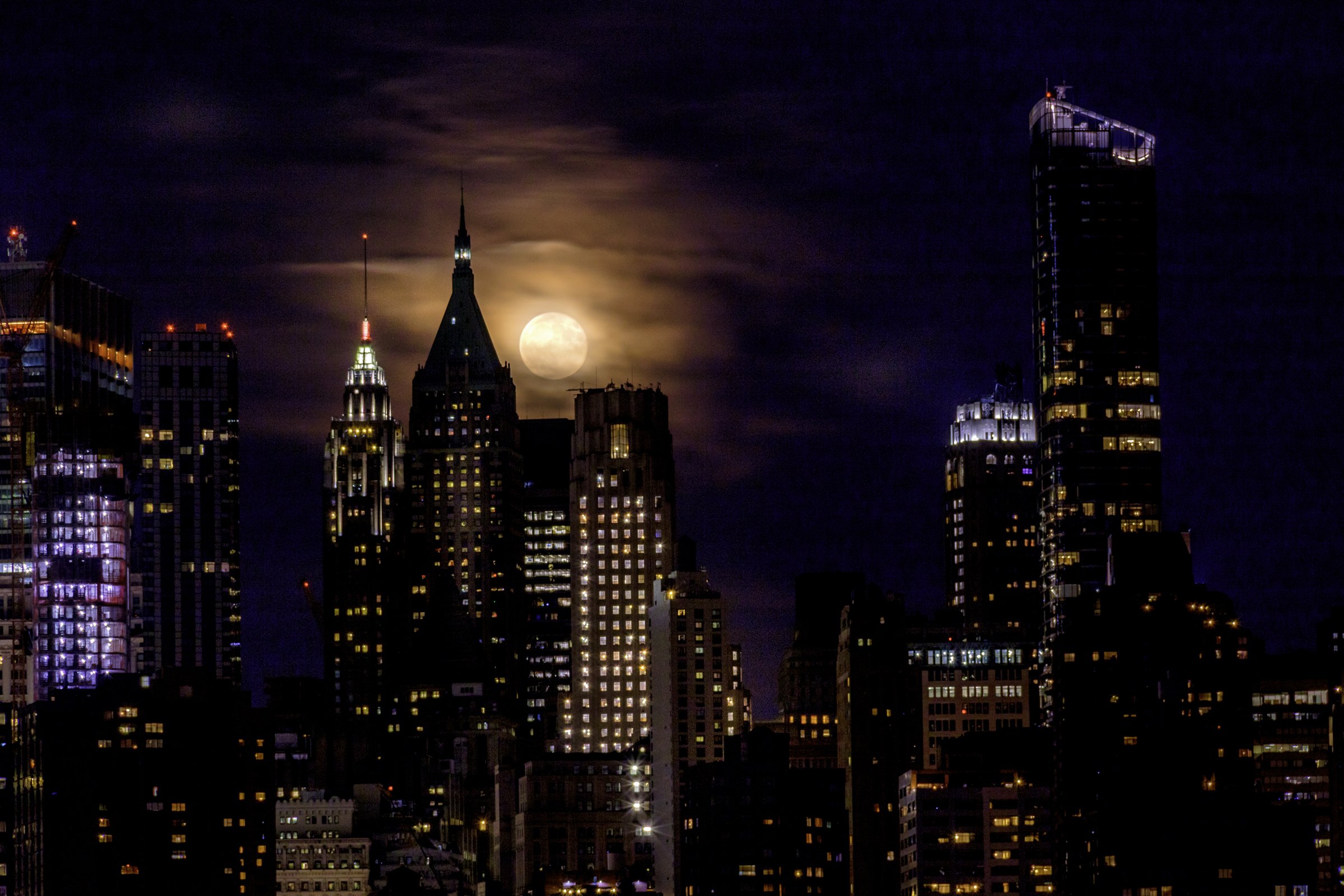 Moonrise Over Wall Street - Lower Manhattan