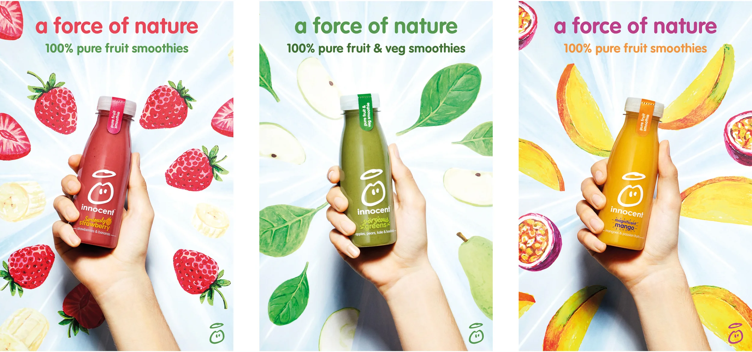  Focusing on three lead recipes, I created fruity illustrations to use as backdrops for the product photography. The campaign was used for social media, in store, print and outdoor advertising. 