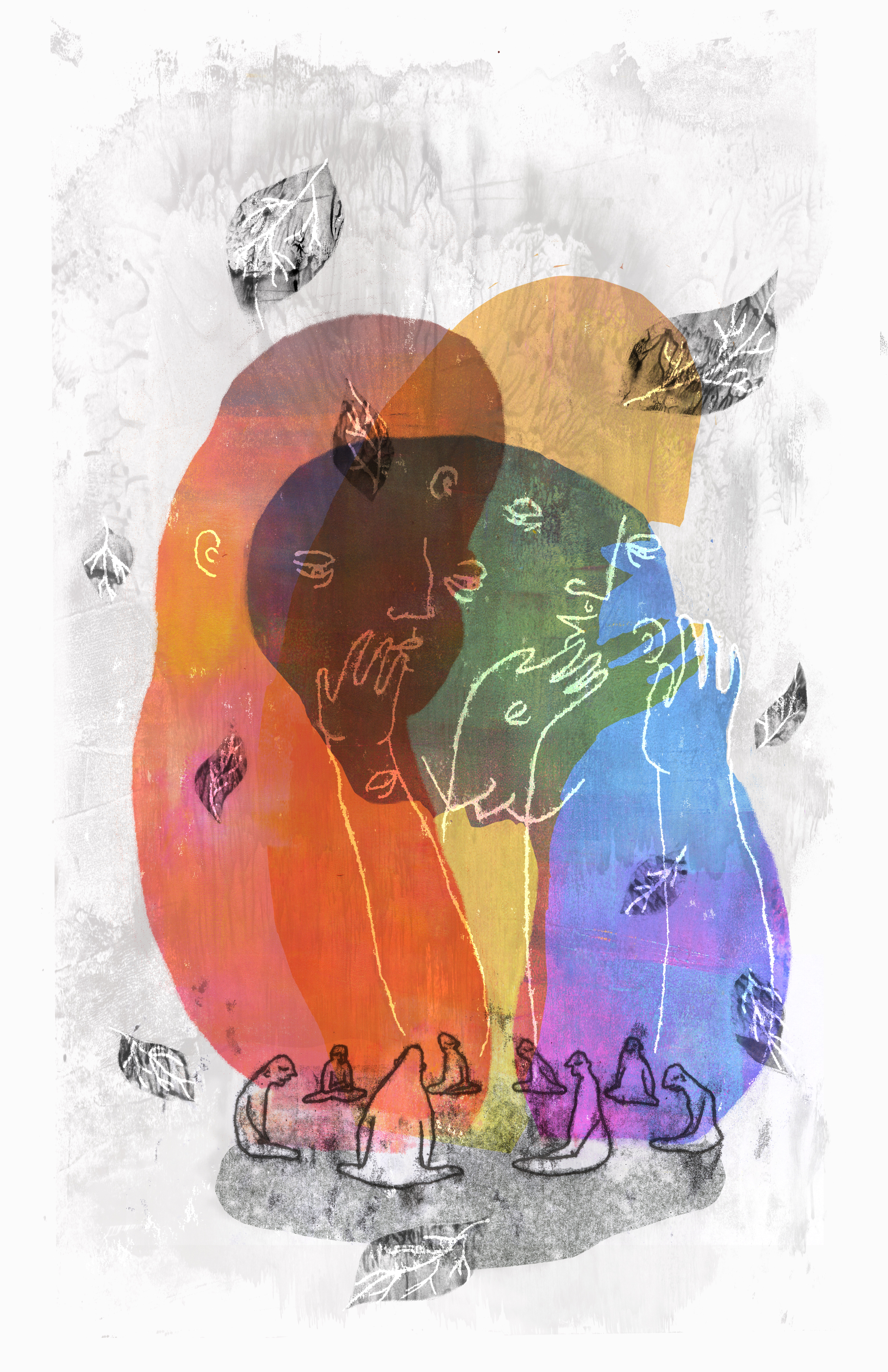Illustration for Hyrsteria Zine We shared our stories to the beloved skulls of our dead, those shelters of the soul, dug back up from earth once the bone dried. We caked our collected skulls in the brightest possible clay, bringing something of life back to the face. The faces of our dead filled our houses and we told them what we needed them to know. We made decisions in their presence and prayed. We told them what fright packed our dreams full. We asked them whether or not the apricot trees thrived. But mostly, in the presence of our dead souls, we shared our stories and gave birth to new ones.