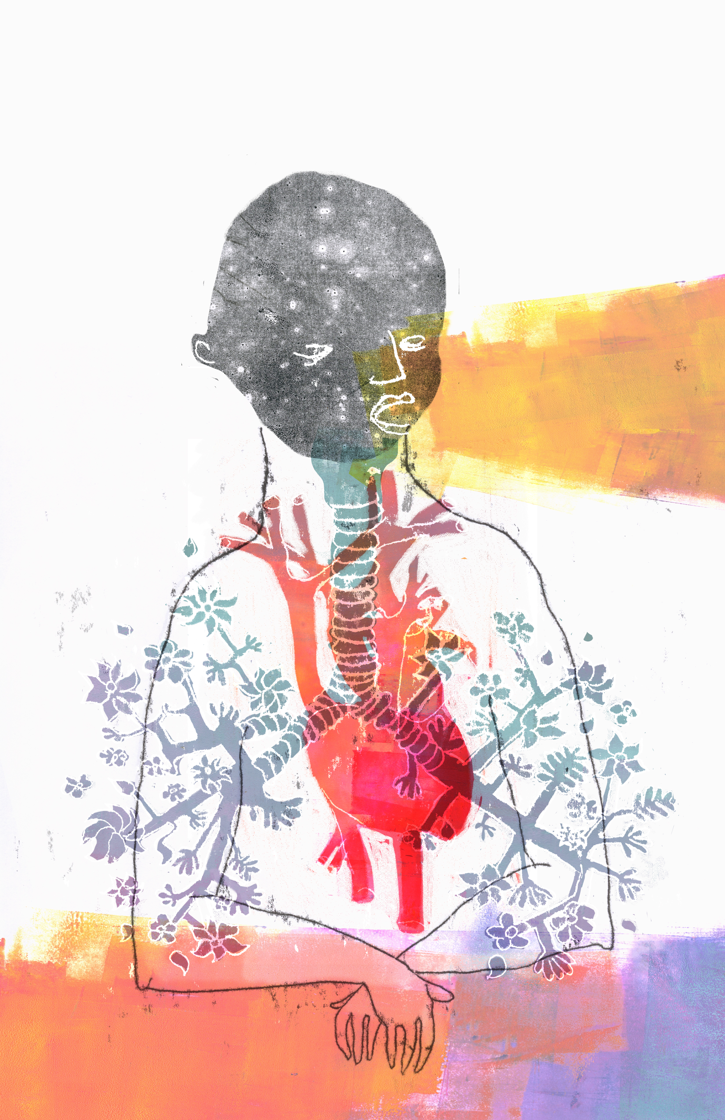 Illustration for Hyrsteria Zine We had the heart and the lungs, but above all we had our heads packed with light. We yelled and dreamed and bled our stories as loud as the dark would allow.