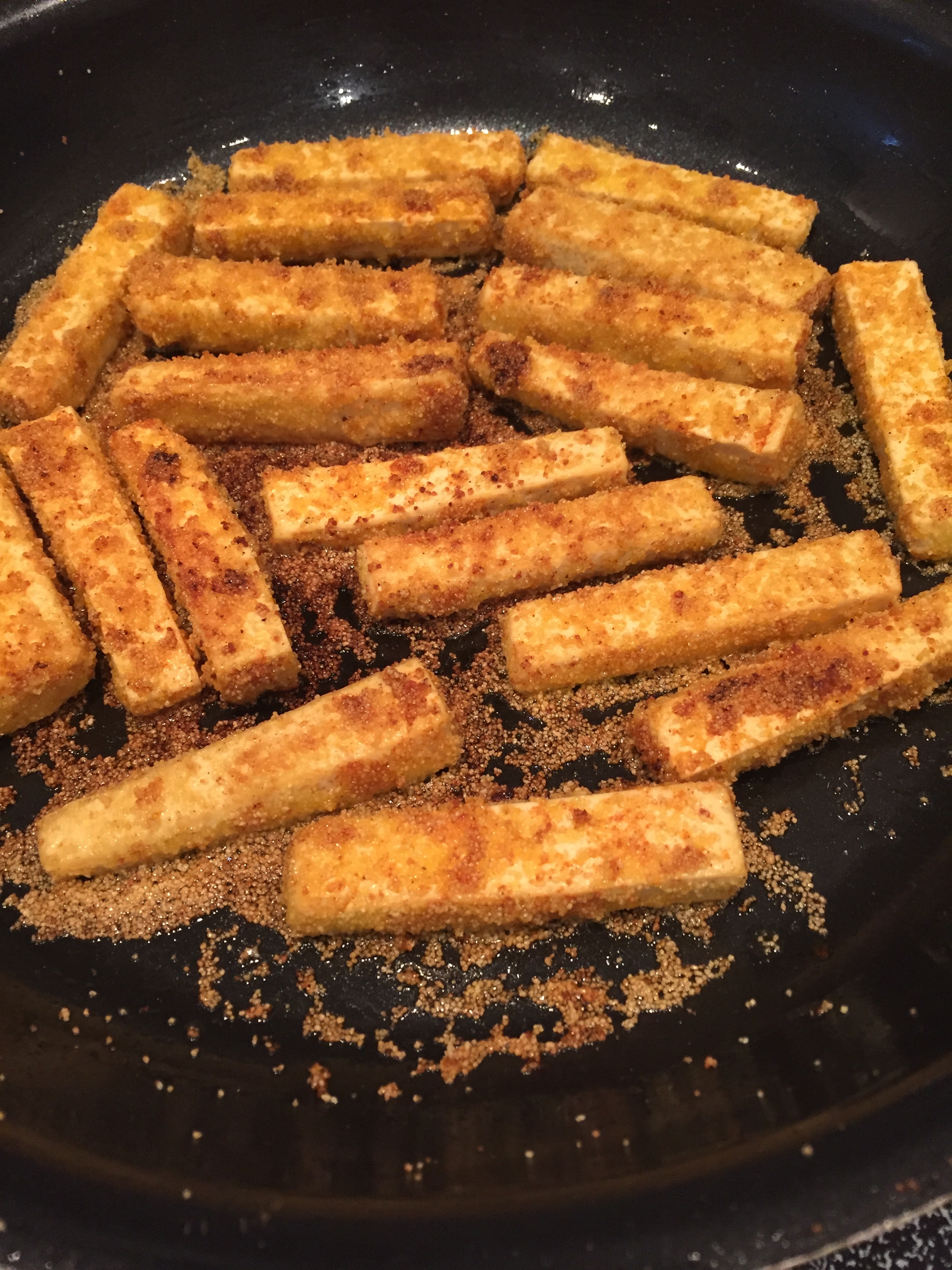 Tofu lightly fried in avocado oil
