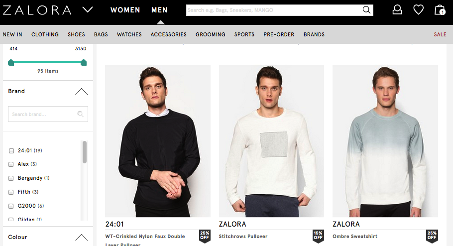 Ejemplo de ropa de la marca Zalora para hombre.