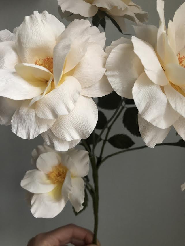 Peach Floribunda Rose Branch - Peach - Fine Art of Paper Flowers - Tiffanie Turner