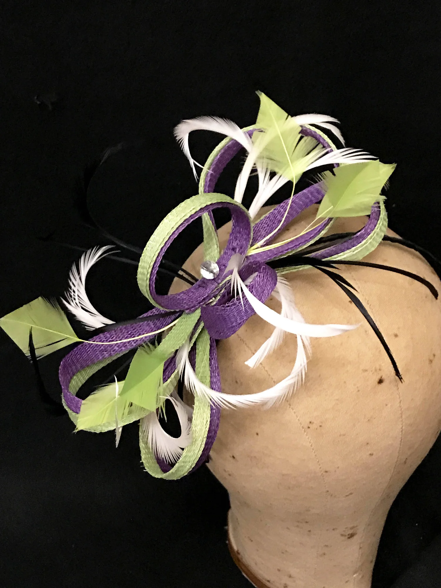 Beloved Millinery High Sculpted Purple and Red Feathered Fascinator Tea Derby Kentucky Derby Fascinator, Bridal Fascinator, Purple High  main image 2