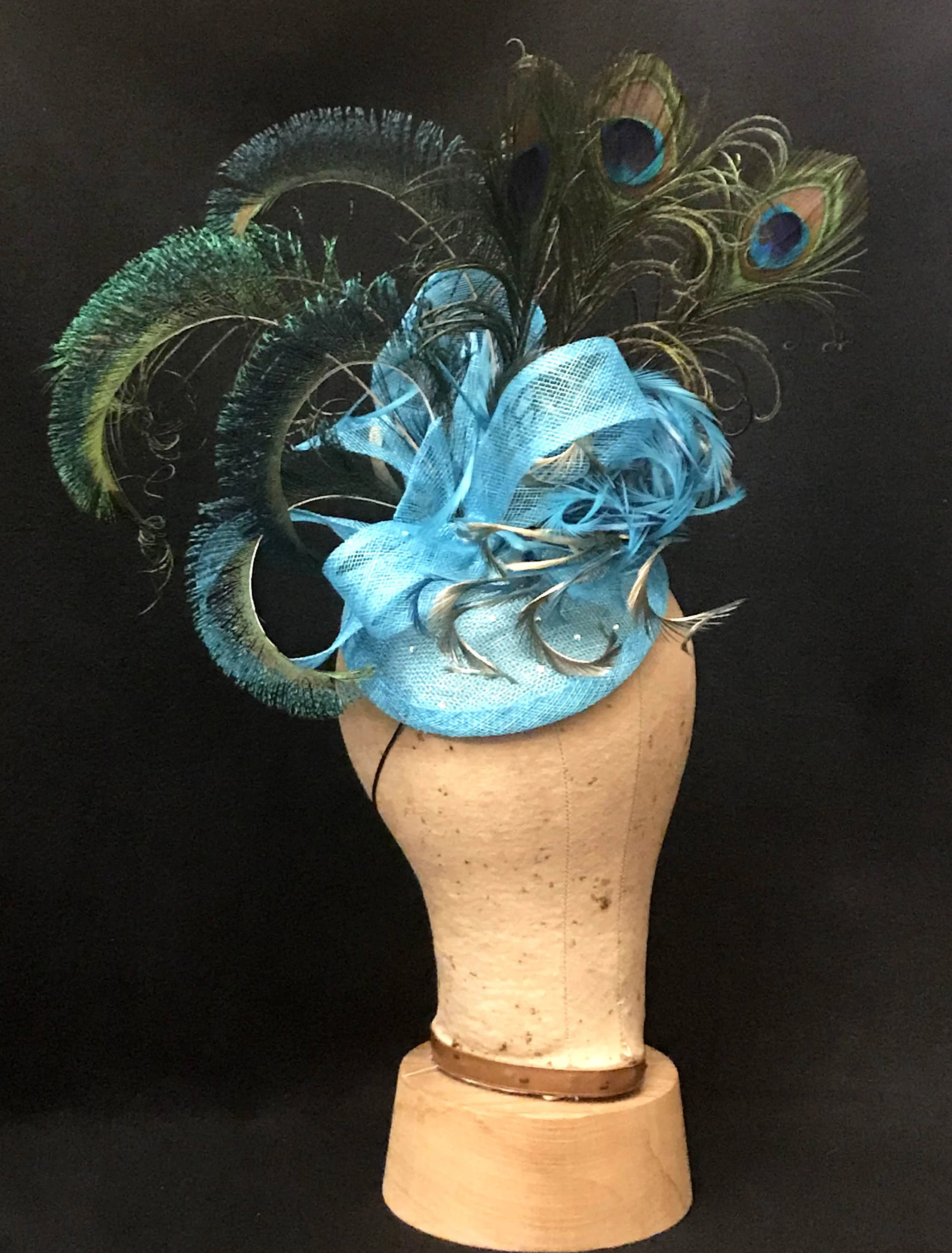 Kentucky Derby Peacock Fascinator, "Lauren", Showstopper