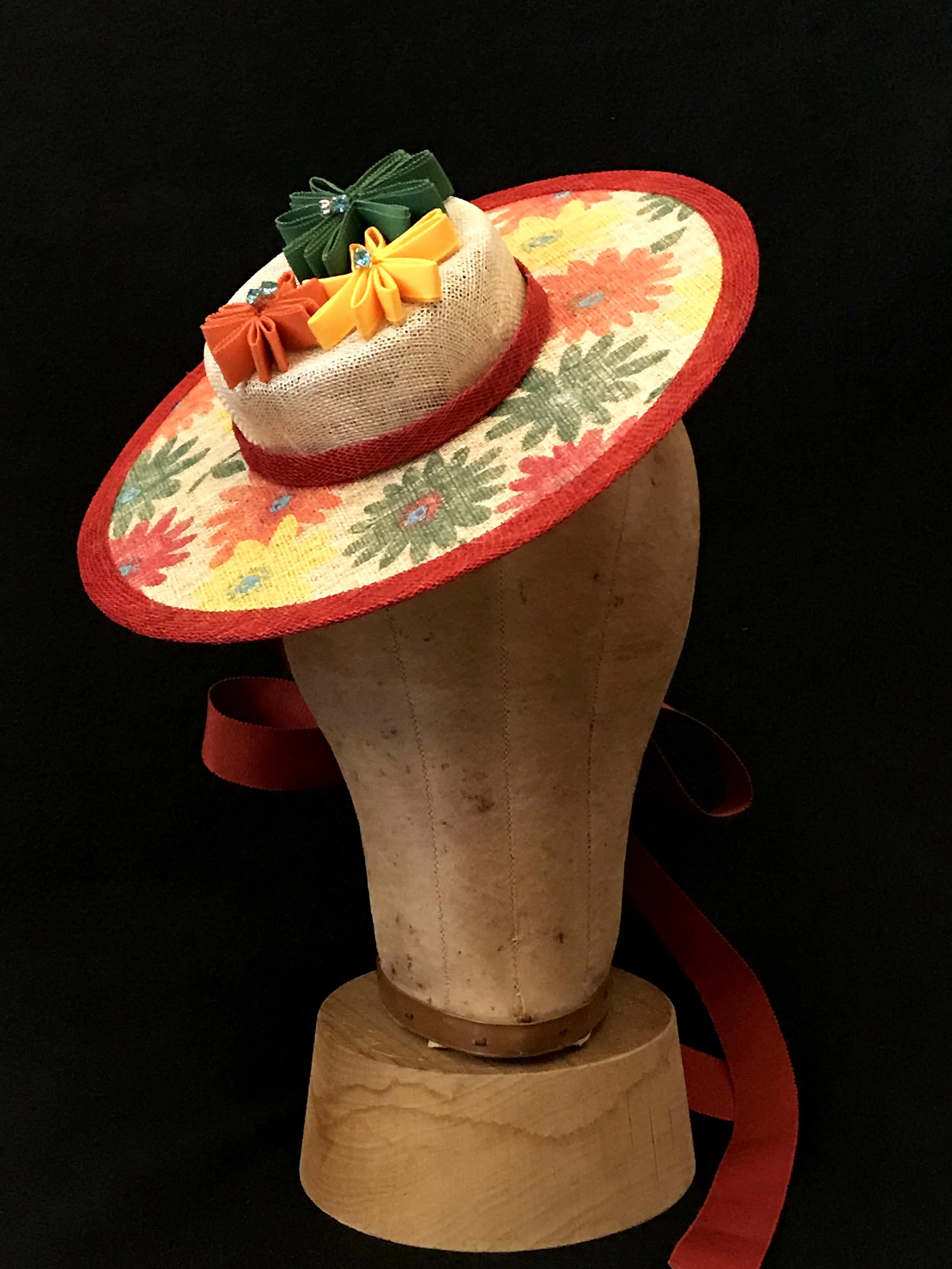 Handmade Kentucky Derby Floral Hat "Marguerite Chapeau de Bateau"