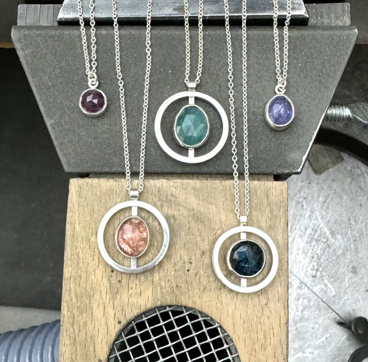 Circle necklaces and a few dainty singles are posted on the website. Show season is just around the corner!