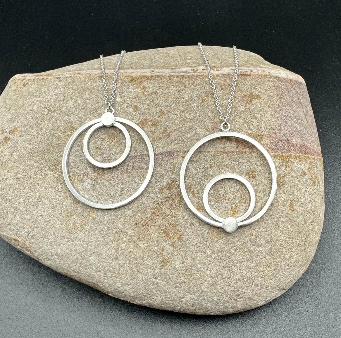 Double circle and dot necklaces. I am absolutely drawn to circles. These necklaces are minimal and timeless.