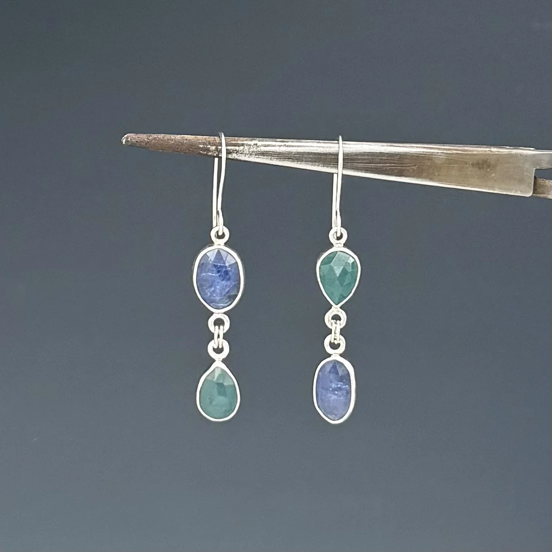 Grandidierite and Tanzanite Earrings