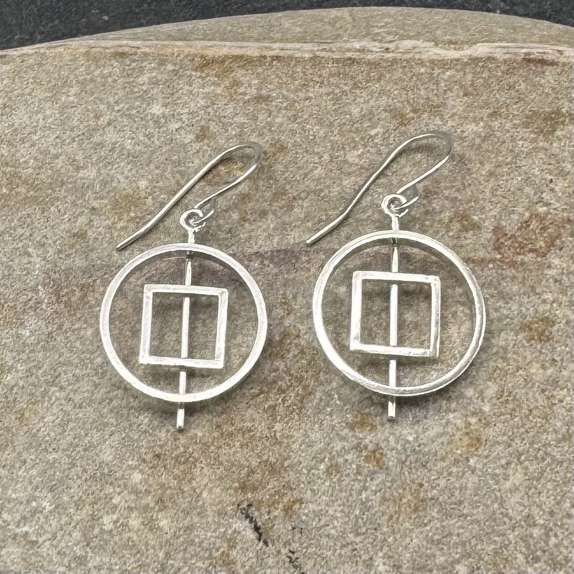 Geometric Circle and Square Earrings