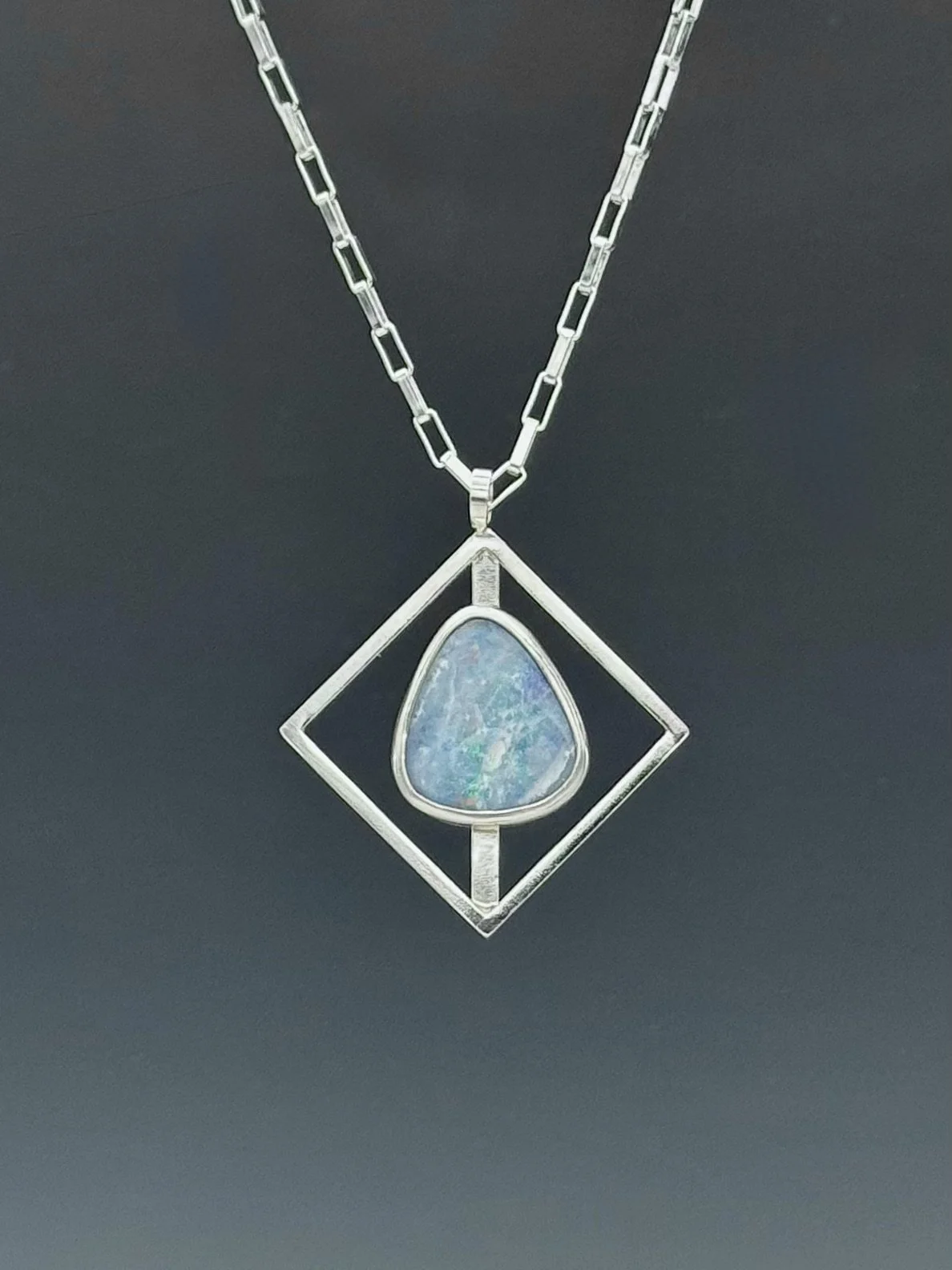 Australian Boulder Opal Square Necklace