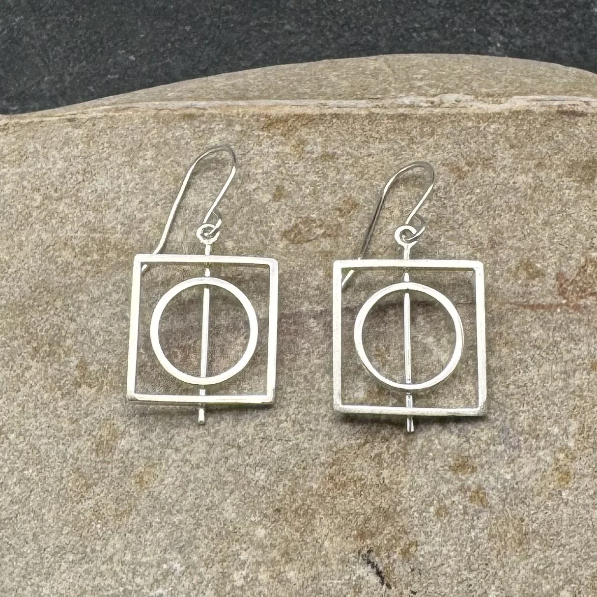 Geometric Square and Circle Earrings
