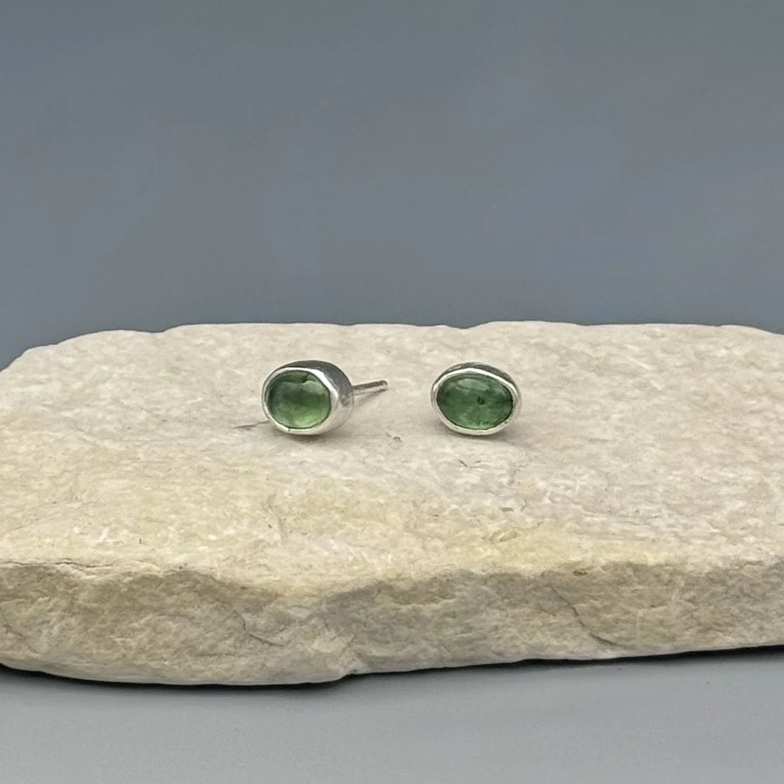 Green Tourmaline Stud Earrings