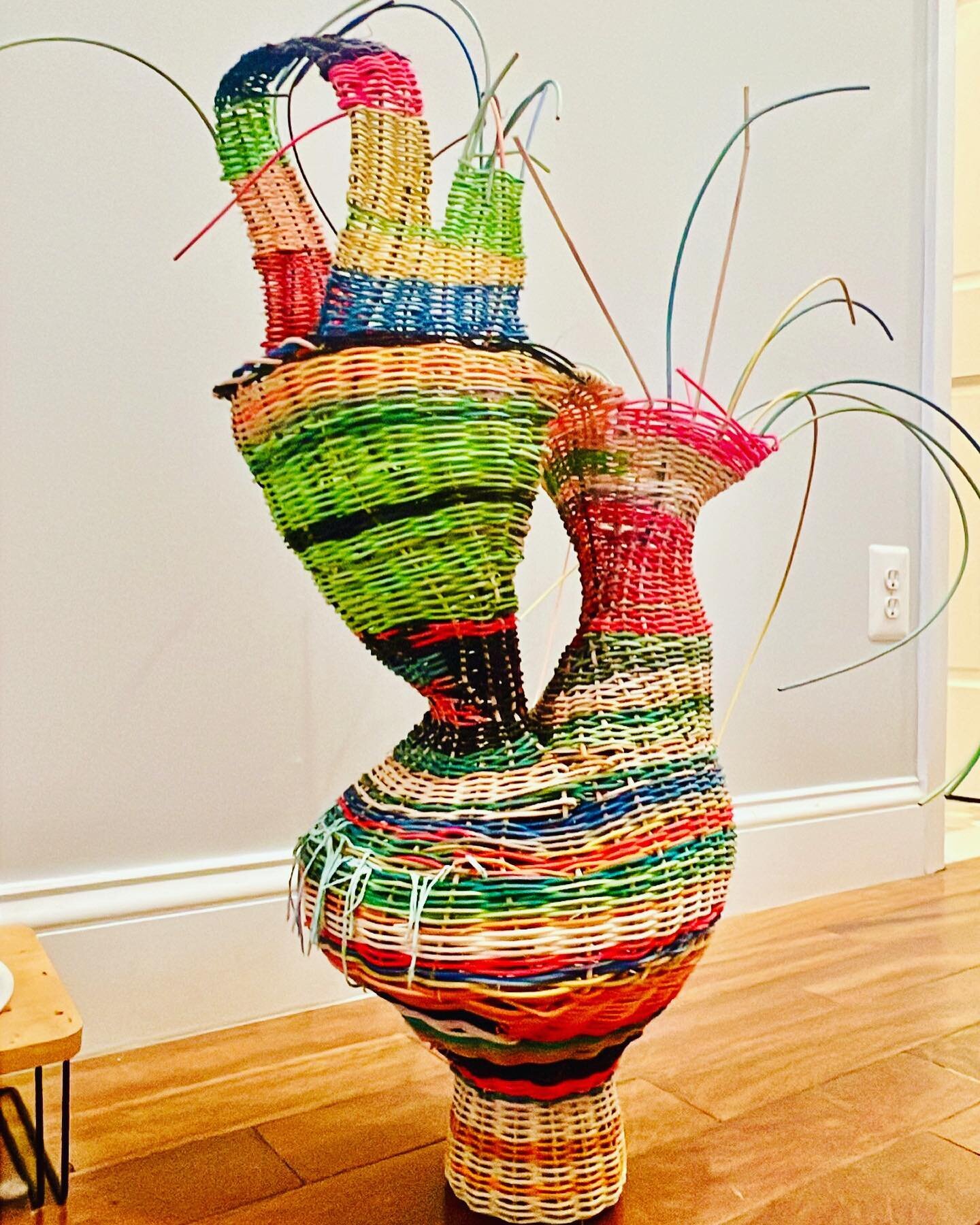 Basket sculpture progress. Dying more reed on Monday! 🥳🤩🥰