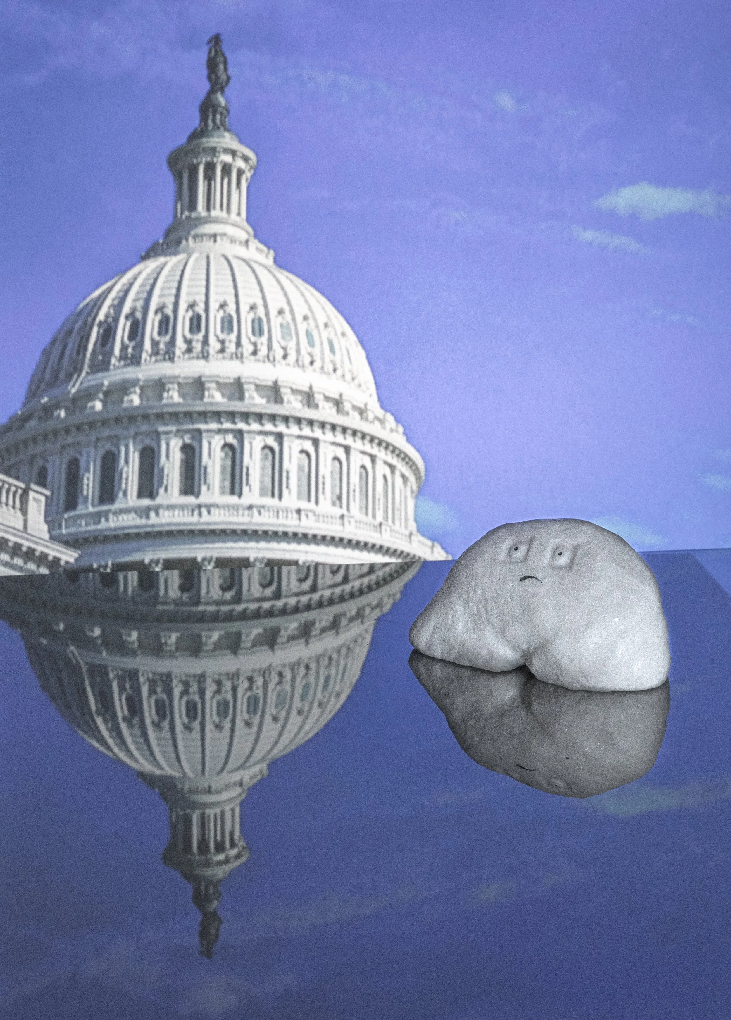 Marble Man Looks Back One Last Time