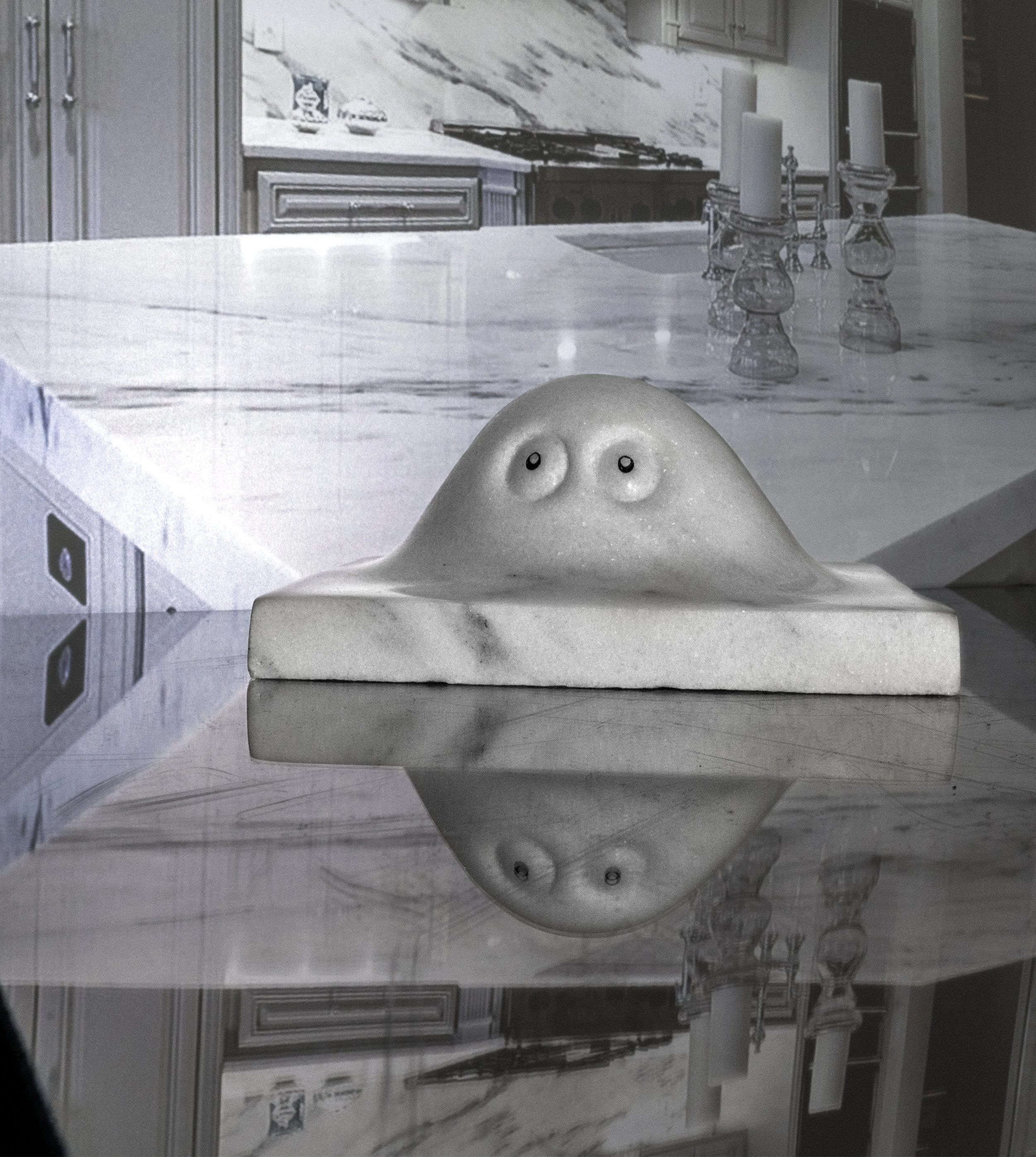 Marble Man Rises from the Kitchen Counter