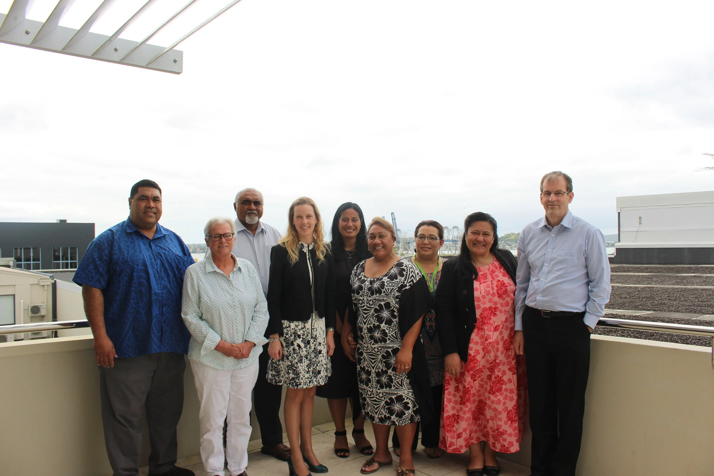 The team on the balcony of the PASAI Secretariat office in Parnell, Auckland.