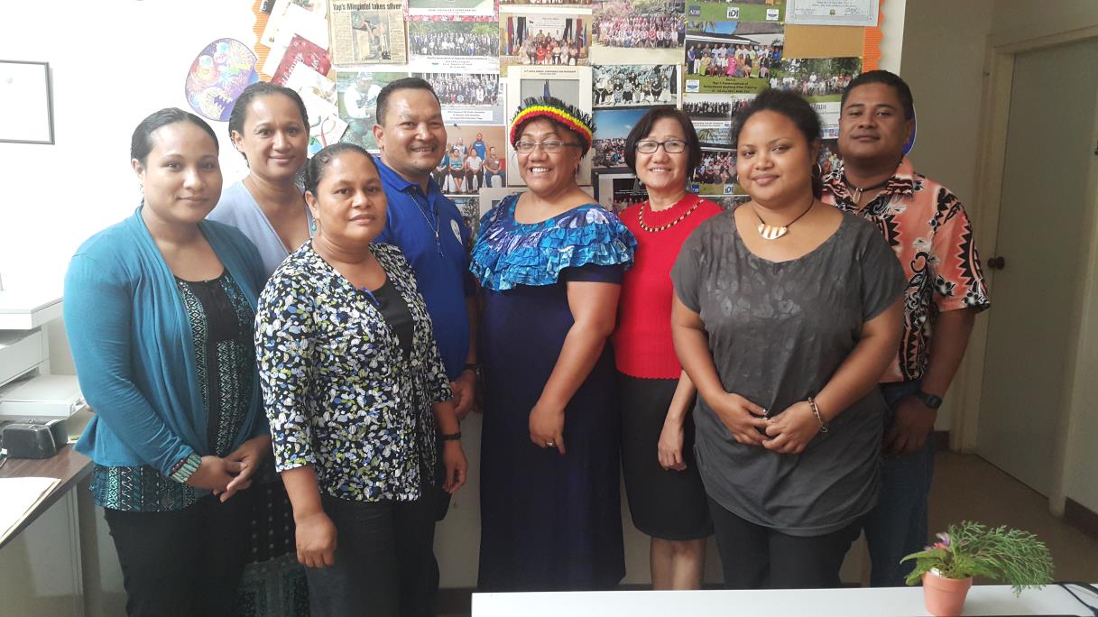 Strategic Planning for Public Auditors in Yap - Public Auditor, Mr Achilles Defngin (3 rd left back row) and staff from the Office of the Public Auditor with Ms Palamo-Iosefo (3 rd right back row)