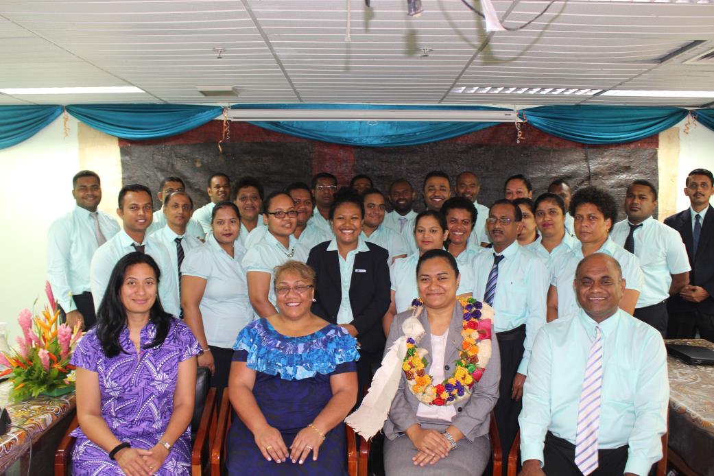Fiji Office of the Auditor-General Directors and Senior management staff with the Permanent Secretary of Ministry of Economy, Ms Makereta Konrote (front row, second from the right) and PASAI workshop facilitators.