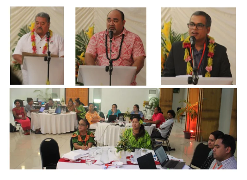 L-R: Keynote Speaker Honorable Minister of Audit Office – Hon. Salā Fata Pinati, Controller & Auditor-General –Fuimaono Afele, INTOSAI Development Initiative (IDI) Program Manager PASAI region, Mr Md Shofiqul Islam 