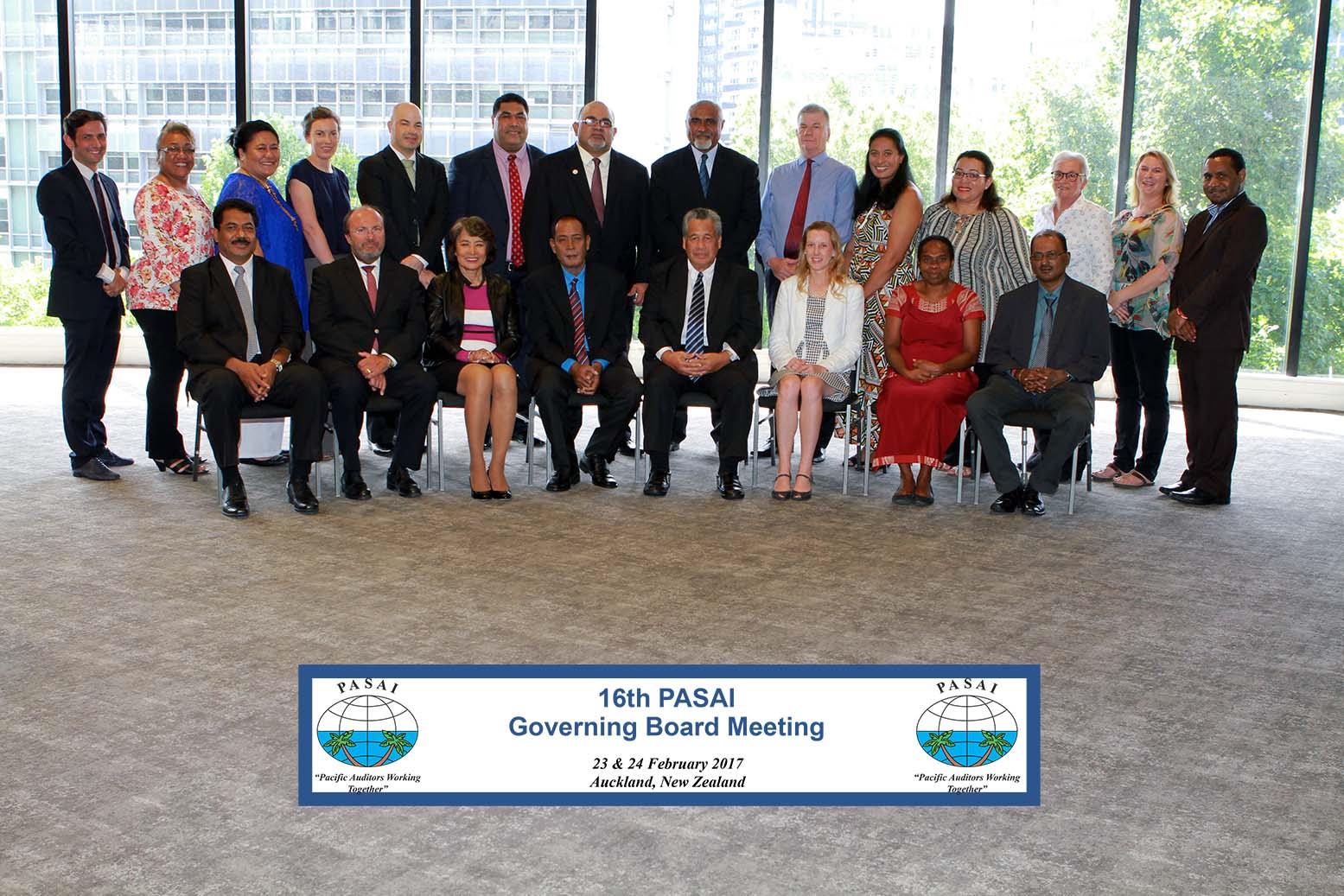 Photo above: PASAI Governing Board members with Development Partners and PASAI Secretariat staff. 
