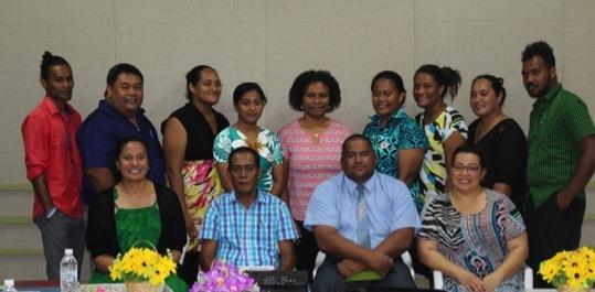 Photo above: Participants of the Tuvalu Communications workshop with Auditor-General Eli Lopati (front row, second from the left) and guest speaker, Reverend Ken (front row, second from the right).