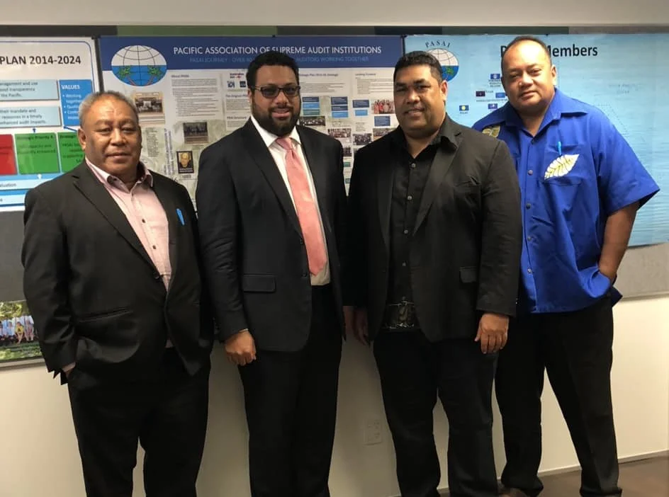 L-R: PAC Chairman, Hon. Tevita Lavemaau, Speaker Lord Fakafanua, PASAI Chief Executive Tiofilusi Tiueti, and Hon. Siaosi Sovaleni.