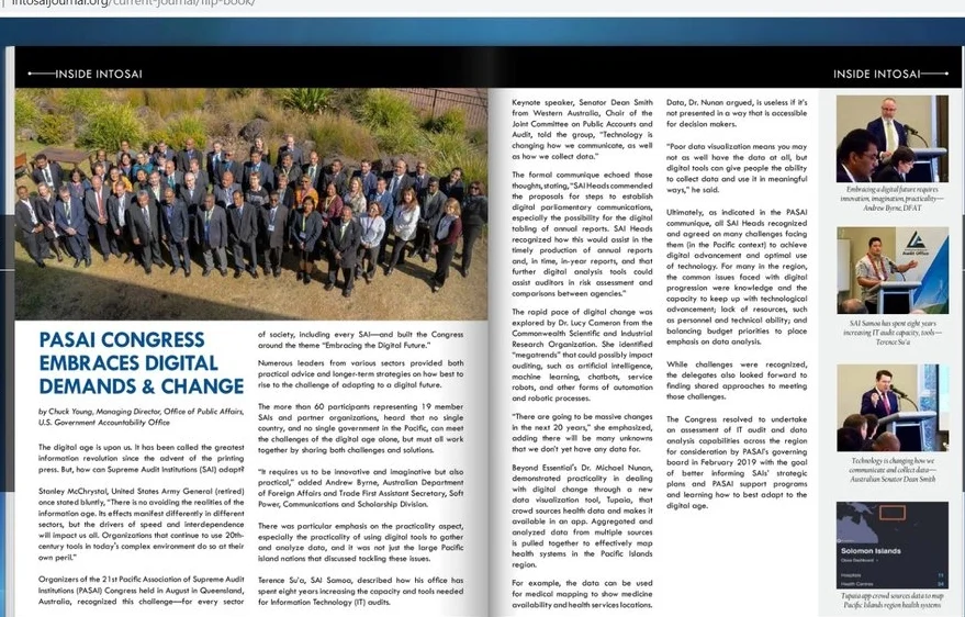 PASAI's findings on data and digitalisation feature in the latest INTOSAI Journal.