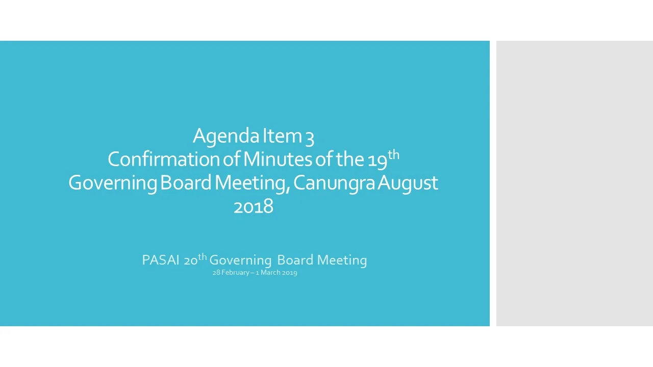 Agenda Item 3 Confirmation of Minutes of 19 Governing Board Meeting