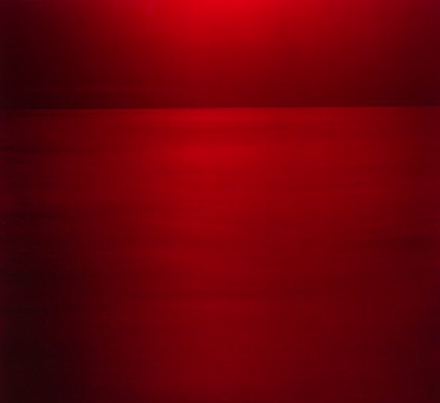 Pictured: Aka Red, 2016, pigment and urethane on aluminum, 48 x 48 inches/122 x 122 c