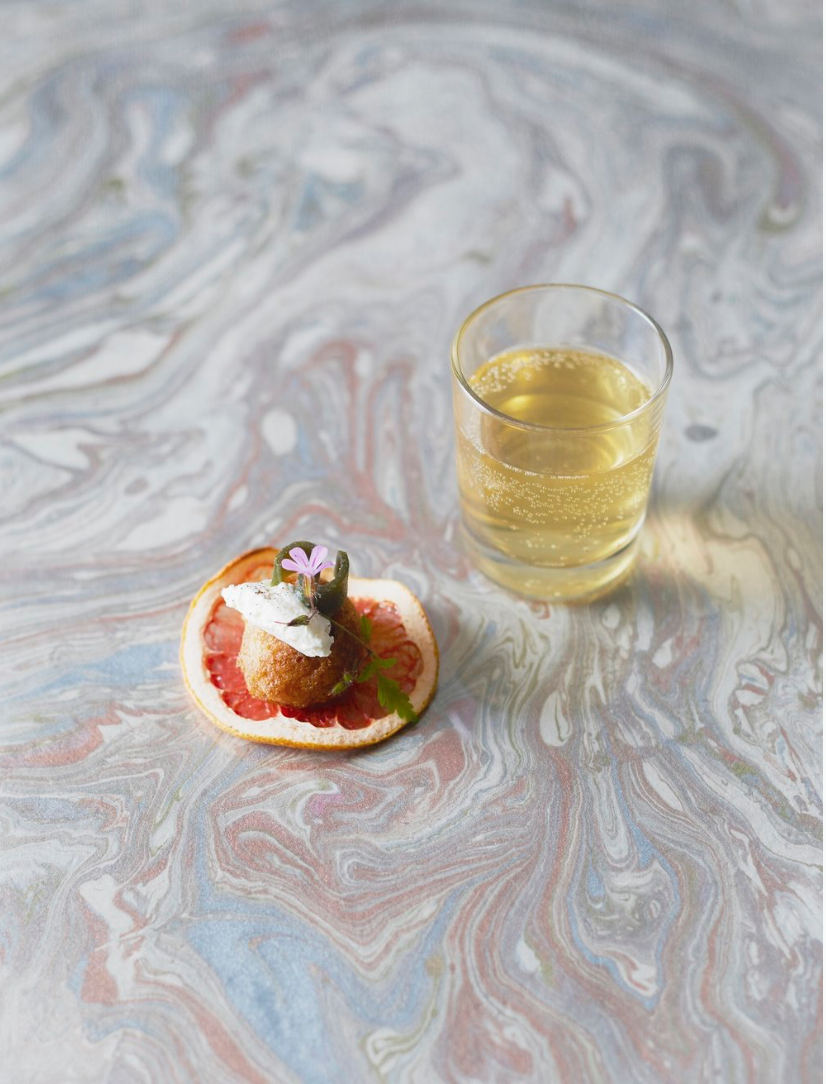 Marente van der Valk_AIR_Photo_2017_Canape as part of the Non-Human Narrative Series. The canape consists out of several fermented and air-dries elements and is served with tepache.