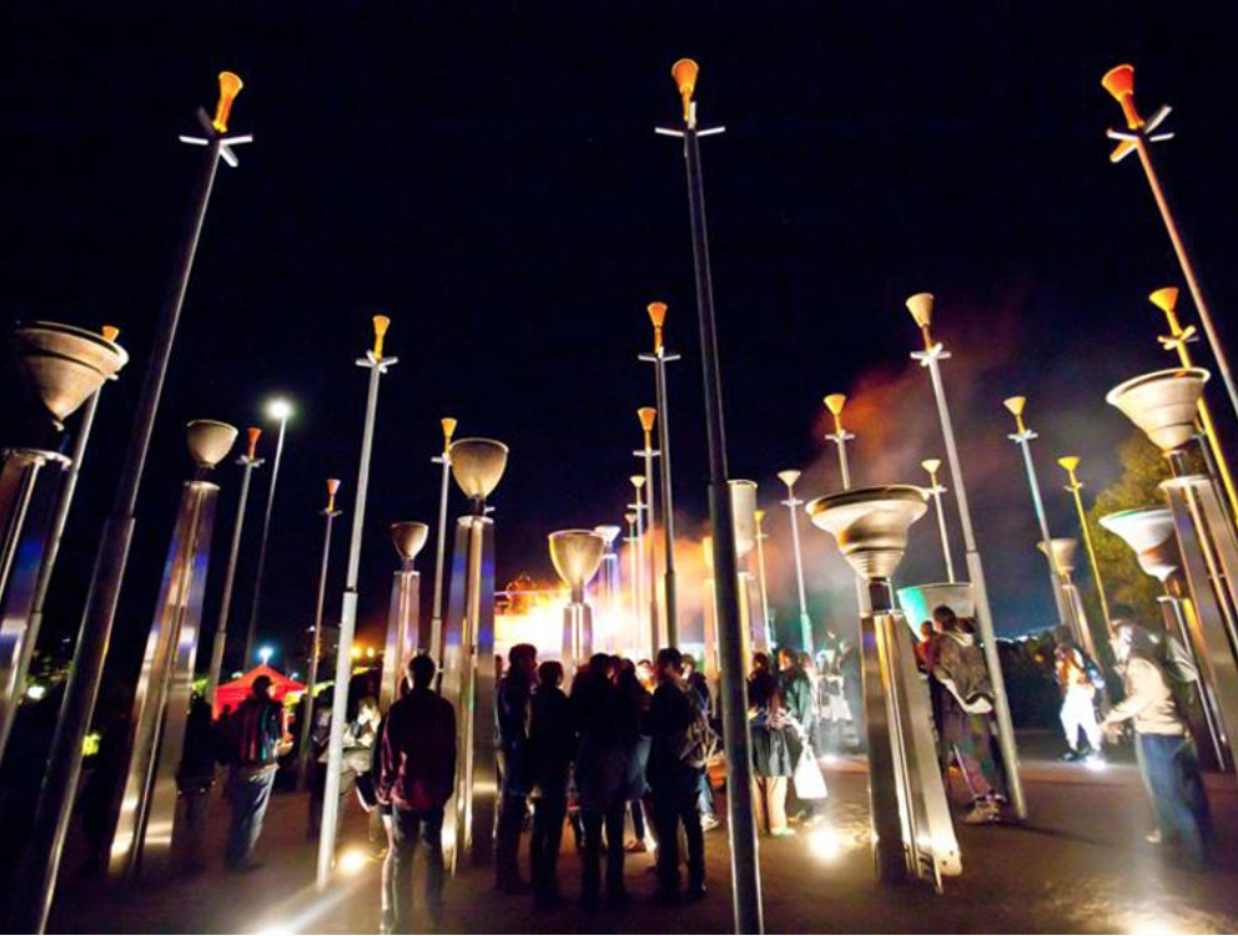 Installation in September 2012 with my piece Bell Arc, on the Federation Bells in Melbourne, Australia.
