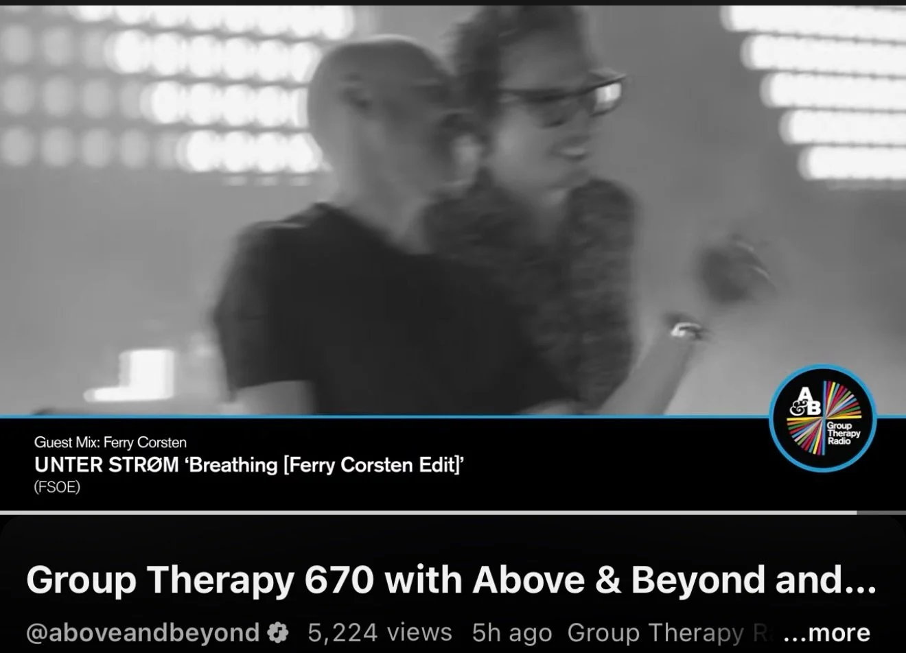Huge thanks to @ferrycorsten for playing our first single &ldquo;Breathing&rdquo; 🫶 on @aboveandbeyond @abgrouptherapy today. He even made his own personal edit 🤣

Keep up with us at @weareunterstrom 
Excited for what @blvckalexmusic &amp; I have i