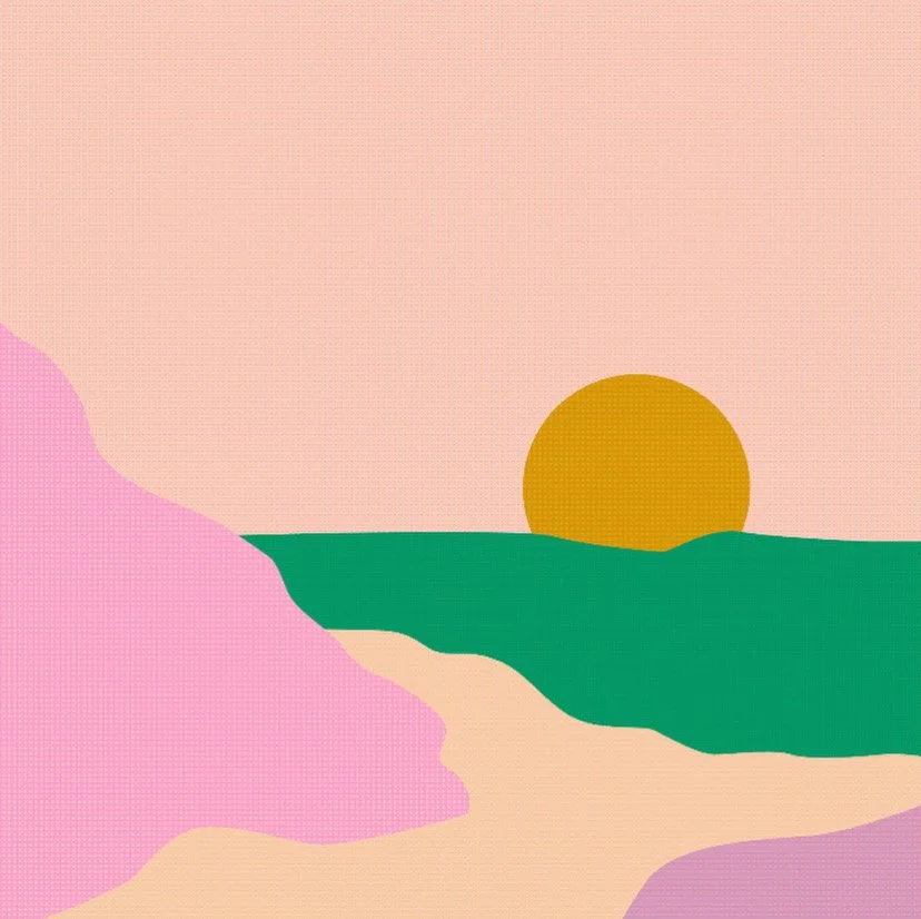 lilac beach. adobe illustrator. 