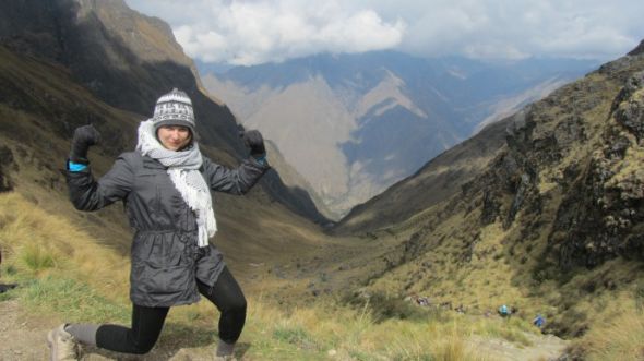 Haley on the Inca Trail after hiking up to 4212 m after recovering from a pretty bad case of altitude sickness the day before. Image (c) Haley Moore