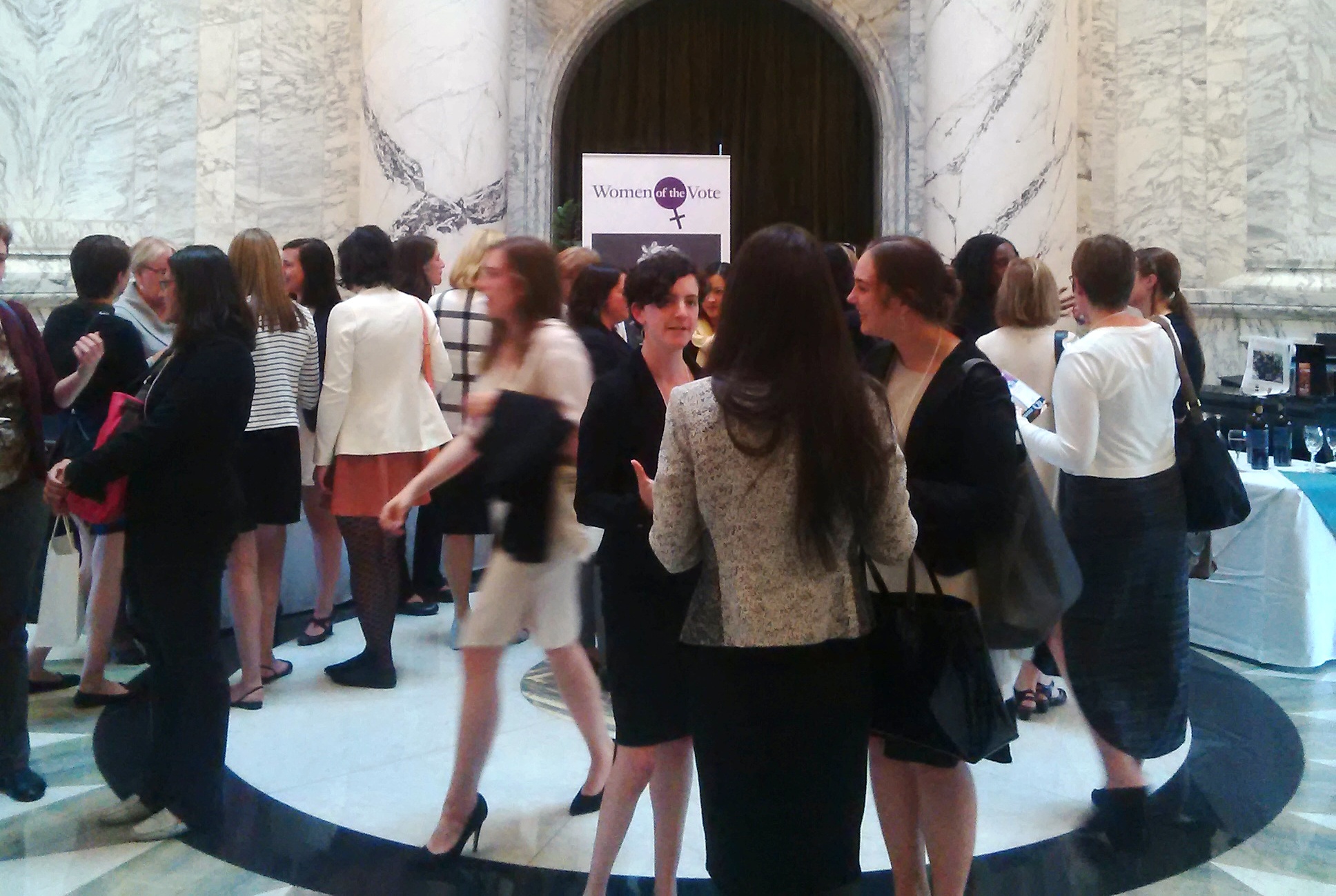 (c) Arianna Merritt. A picture of all the women attending Women's Campaign School 2016 at the BC Legislative Assembly.