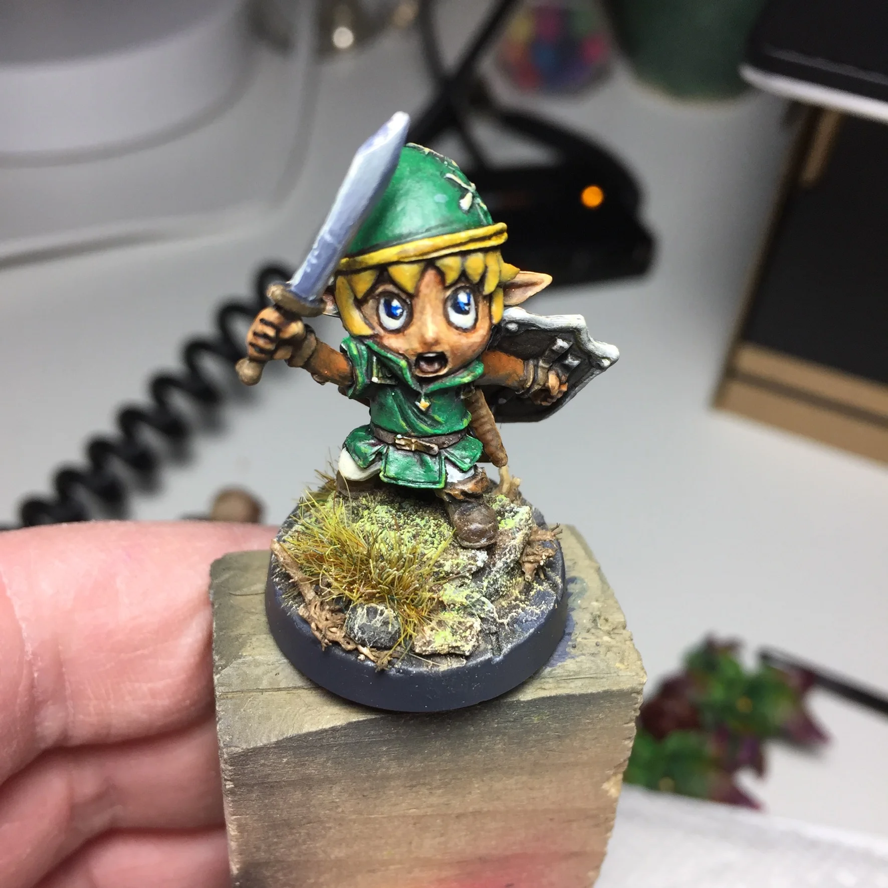 Inspired by the Link’s Awakening remake announcement from this week, I painted the Deeproot Scout from Super Dungeon Explore in a Link’s Awakening Inspired palette.